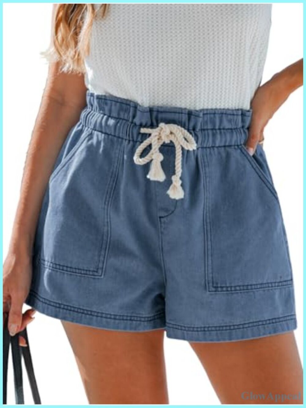 High Waisted Drawstring Jean Shorts Casual Loose Fit Summer Shorts